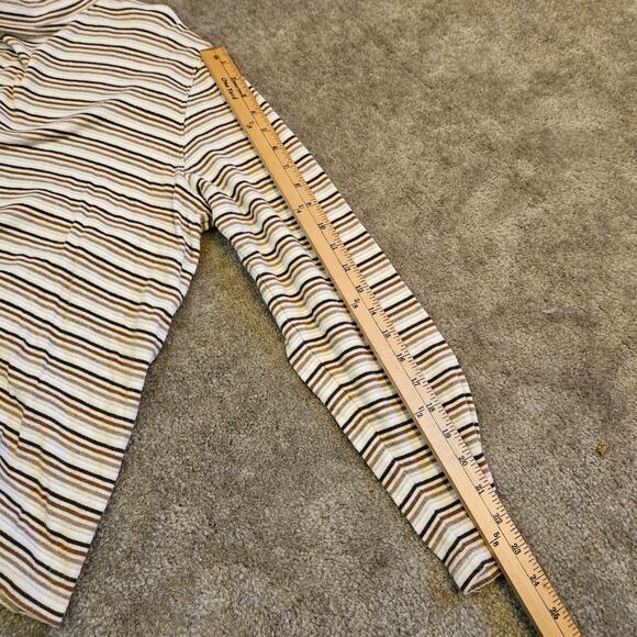 Studio Works Size Extra Large XL Striped Stripes Brown White Cotton Mock Neck - Picture 8 of 8